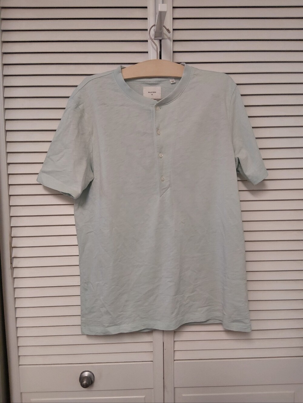 Billy Reid Pale Mint Short-Sleeve Henley Tee